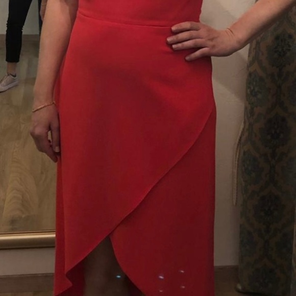 Alice + Olivia Kristy High Low Halter Dress Bright Poppy Red Size 8 - Picture 10 of 11